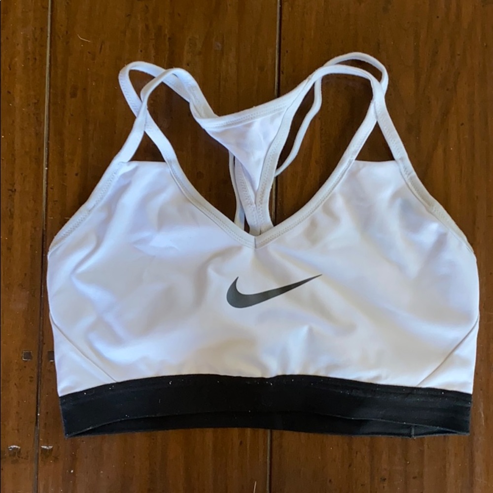 Nike white strappy sports bra